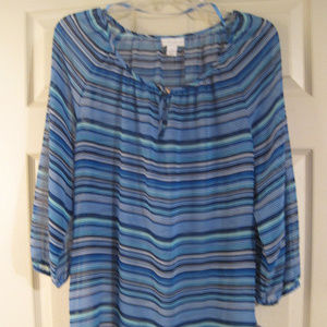 CHARTER CLUB BLUE STRIPED TOP BLOUSE